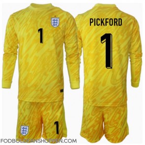 England Jordan Pickford #1 Målmand Udebanetrøje Børn EM 2024 Langærmet (+ Korte bukser)